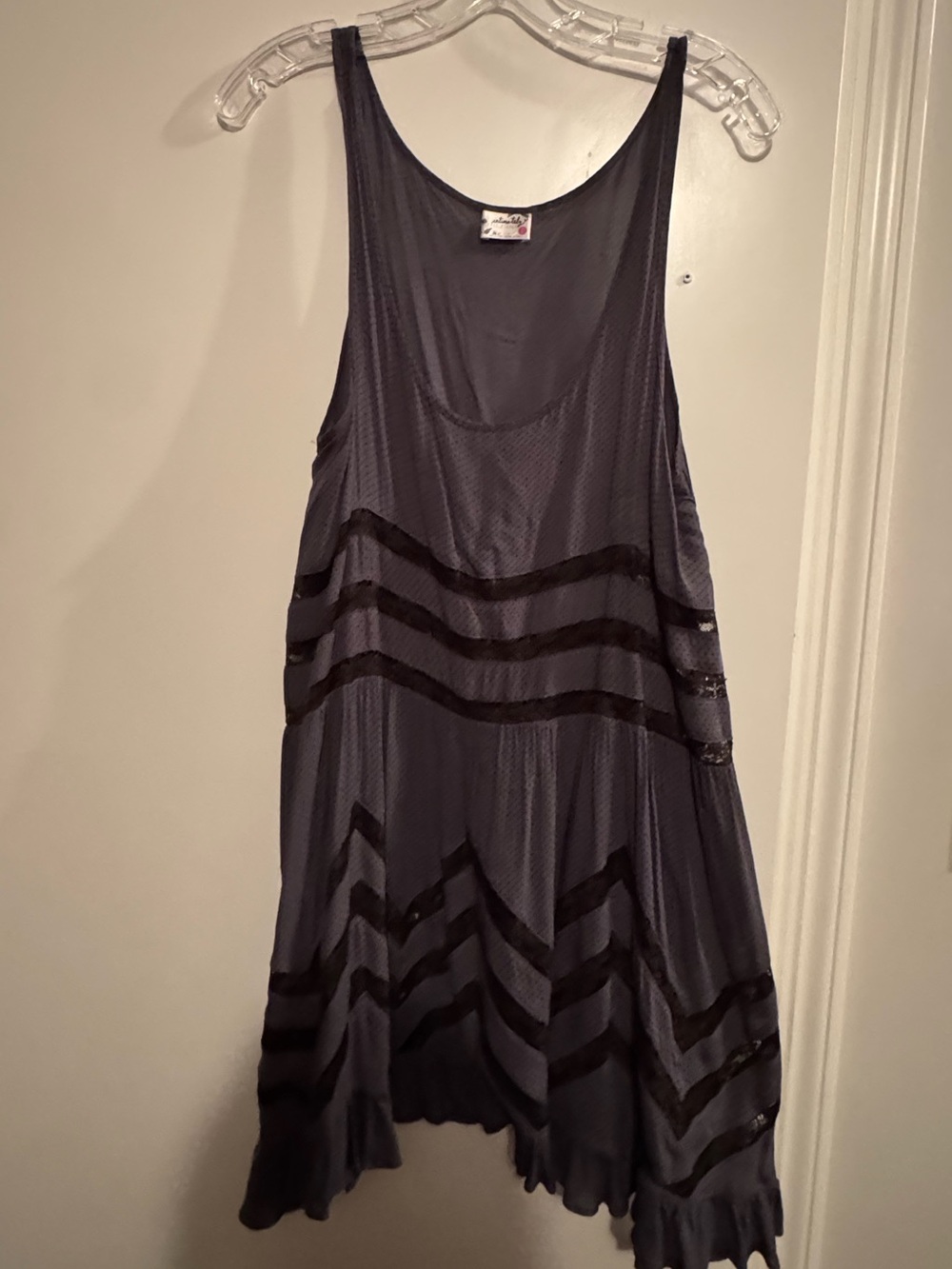 Free People Sheer Polka Dot Dress in Charcoal